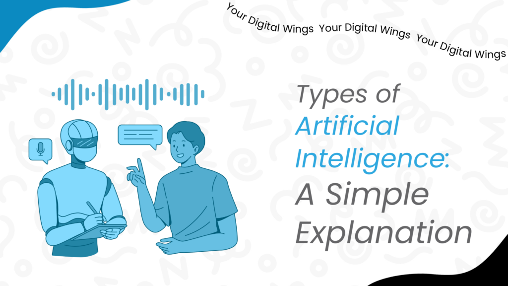 Simple guide to different types of Artificial Intelligence and their functions.